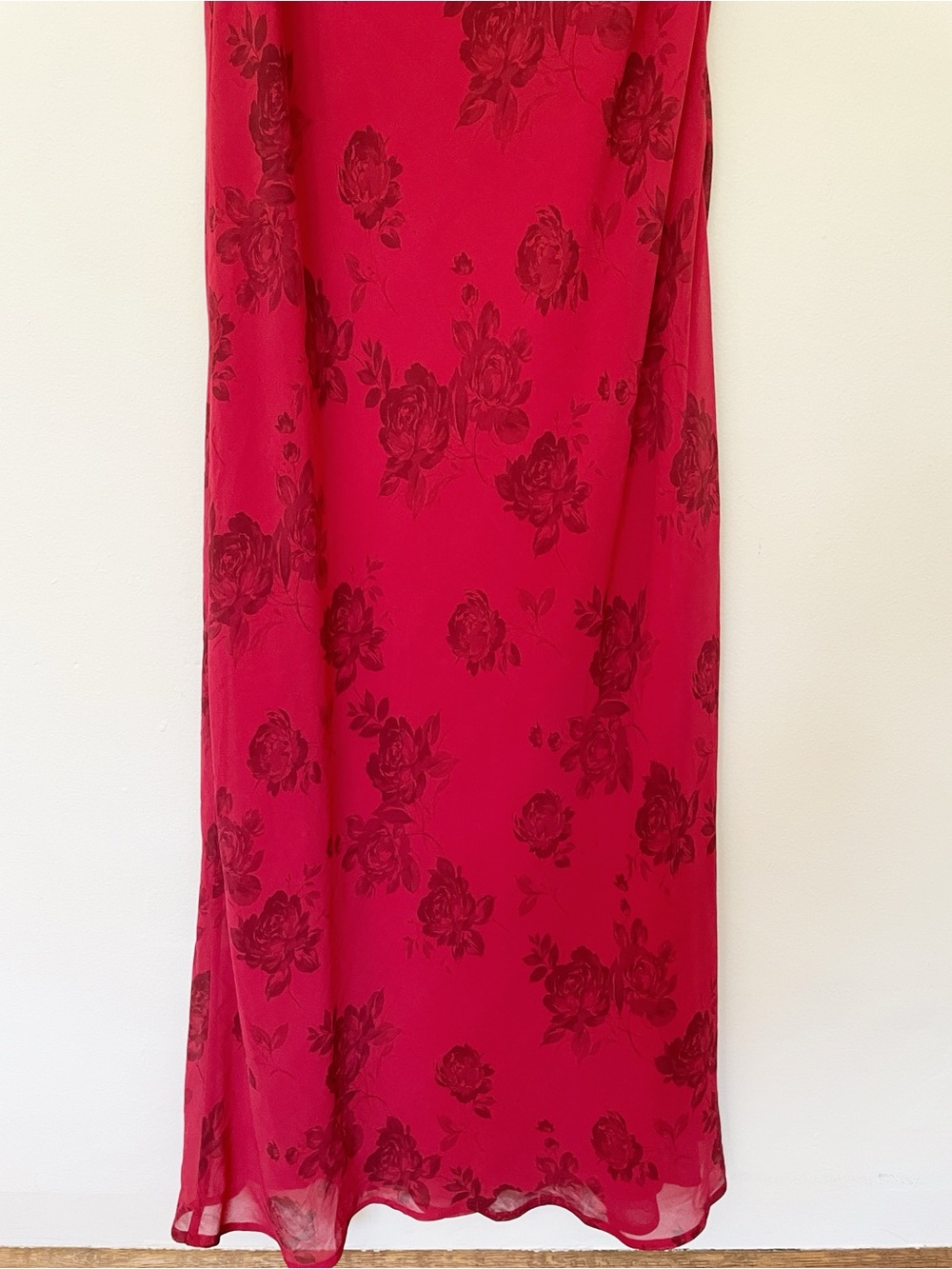 Freja Maxi Dress Halter Tie Long Cherry Rose Floral Open Back Going Out Party 6 - Picture 11 of 13